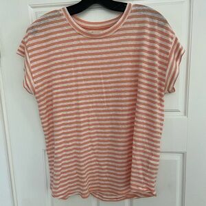 Madewell slub knit tee, coral and white, size M
